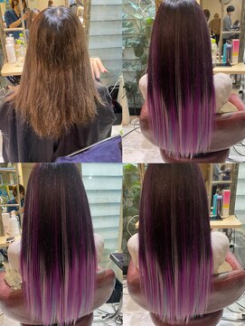 6Dエクステ 板橋店 紫カラーと薄紫のデザインカラー