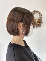 ジェムヘアスタジオ 湘南平塚南口店(Gem Hair Studio)&nbsp;柔らかブラウン切りっぱなしボブ【Gem 神原】