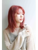 ロッソ ヘアアンドスパ 谷塚店(Rosso Hair&SPA)&nbsp;ミディアムレイヤー／ピンクカラー