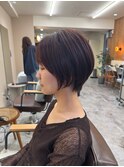 大人美人丸みショートボブ白髪ぼかしハイライト川崎20代30代40代