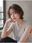 ボブミディアム_ミルクティブラウン_ワンホンパーマ