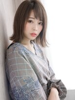 ロエル 牛久(Loel) アシメバング×ベージュカラー☆おすまし顔切りっぱなしボブ♪