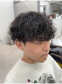 王道波巻きパーマ