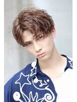 オーシャントーキョー 心斎橋(OCEAN TOKYO WEST)&nbsp;ハイライトミルクティーベージュツーブロックメンズマッシュ