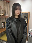 ブリーチなしオリーブベージュボブヘアアレンジ