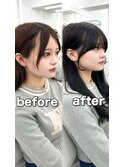 前髪顔まわり韓国ヘアレイヤーカットサイドバンク2wayバンク韓国