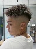MEN‘S /ツイストピンパーマ×ハイライト/短髪/フェード