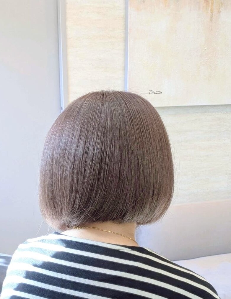 脱白髪染カラー+カット+超音波tokioトリートメント+高濃度炭酸 根元染め-\550