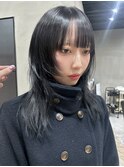 ハッシュカット/レイヤーカット/ブルーブラック/kyoka
