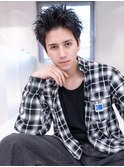 メンズ束感ベリーショートアッシュブラックスパイキーショート