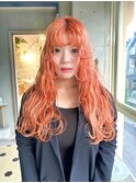 オレンジカラーハイトーンダブルカラーケアブリーチペールカラー