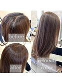 伸ばしかけロングの白髪活かしカラー