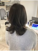 ミディアムウルフ30代40代ヘアスタイル丸顔面長赤羽美容院