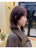切りっぱなしボブマロンブラウンラベンダーミルクティ