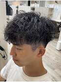 波パーマ　マッシュ　刈り上げ　ツーブロック