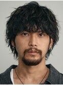 天神大名メンズパーマシャドウパーマシースルーマッシュウルフ