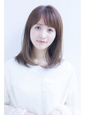 マロンベージュグレージュカラー切りっぱなしミディアム