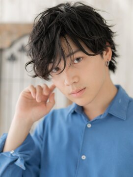 モッズヘアメン 札幌月寒店(mod's hair men) モテ抜け感ランダムソバージュの黒髪ラフマッシュm札幌月寒