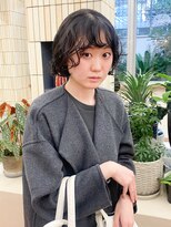 パークレーン アイス イヴェン(park lane ICI yeven)&nbsp;ミニボブ　パーマ風　ブリーチなしグレージュ　暗めカラー　栄