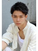 スパイキーショートツイストパーマ束感アッシュブラック