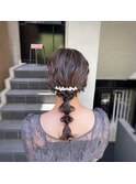 編みおろしヘア/ゆるふわヘアアレンジ/結婚式ヘア