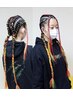 ダンス★前髪人毛ブレイズ4本+コーンロウ4本ツインテールブレイズ2本￥18400