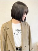 ブリーチなしシアーグレージュ＊コンパクトボブ赤み消しカラー