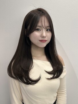 ハピネス 梅田茶屋町店(HAPPINESS) レイヤーカット/韓国ヘア/ブリーチなしカラー/くすみベージュ