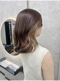 ハイライトカラーくびれヘアアプリコットオレンジ