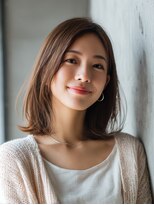 ロッソ 大橋店(Rosso) ナチュラルブラウンの外ハネミディ【大橋】