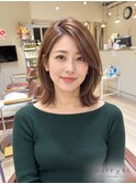 大人外ハネミディ×ハイライトブラウン