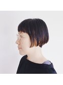 40代50代オン眉ショートボブインナーカラーブリーチ秋色オンレジ
