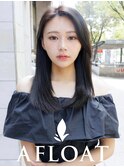 レイヤーロング/前髪なし/黒髪/学生/社会人/耳掛け◎