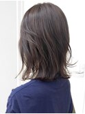 ブリーチなし切りっぱなしボブミディアムレイヤーボブ夏カラー