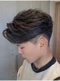 再現性高いフェザーパーマ×刈り上げマッシュ