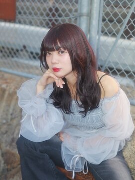 ベレッタ 楠葉店(veretta.) 艶感ヘア/暗髪ミディ/シースルーバング/韓国風ウェーブ/上品