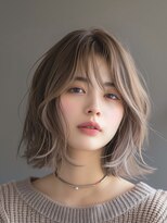 ムウ 難波(MOU)&nbsp;ナチュラルボブ暗めカラーグランマッシュデザイン20代30代40代50