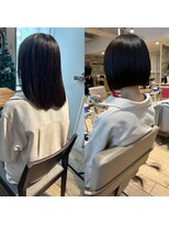 アフロート ディル(AFLOAT D'L) 大人可愛い小顔前さがりボブ縮毛矯正でストレート