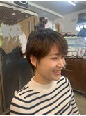 グレージュカラー/ボブウルフ/黒髮カタログツーブロックマッシュ