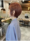 大人可愛い♪ショート×脱白髪染めピンクカラー