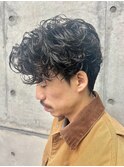 お客様スタイルセンターパートスパイラルパーマ大人ヘア黒髪