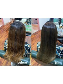 くせ・うねりを根本から整える。髪質に合わせたストレート&ケア施術