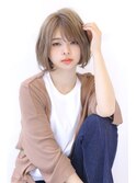 ローライトフォギーベージュ大人かわいいスリークボブ大人ボブ