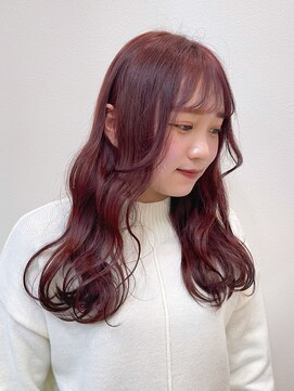 リノショアーズ 日本大通り店(RINOSHORES) くびれウェーブヘアチェリーレッドカラー韓国風ロングmaaya