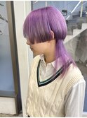 ミニボブクラゲウルフカットハイトーン紫パープルカラー