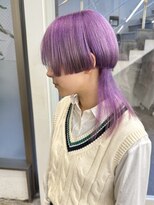 ミニボブクラゲウルフカットハイトーン紫パープルカラー