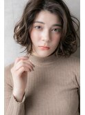 くすみベージュアッシュAライン小顔ボブパーマ313X川口30代40代