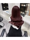 赤髪／ロング／ネビージュ/小顔／ワンレン／髪質改善/グレージュ