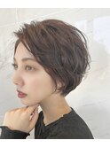 丸みパーマショートボブ