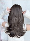 レイヤーカットセミロングレイヤーパーマ韓国風透明感カラー